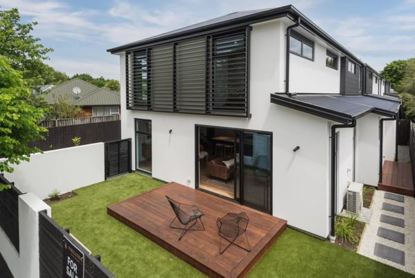 Edgeware townhouse built by Forbes Residential in Christchurch outside view